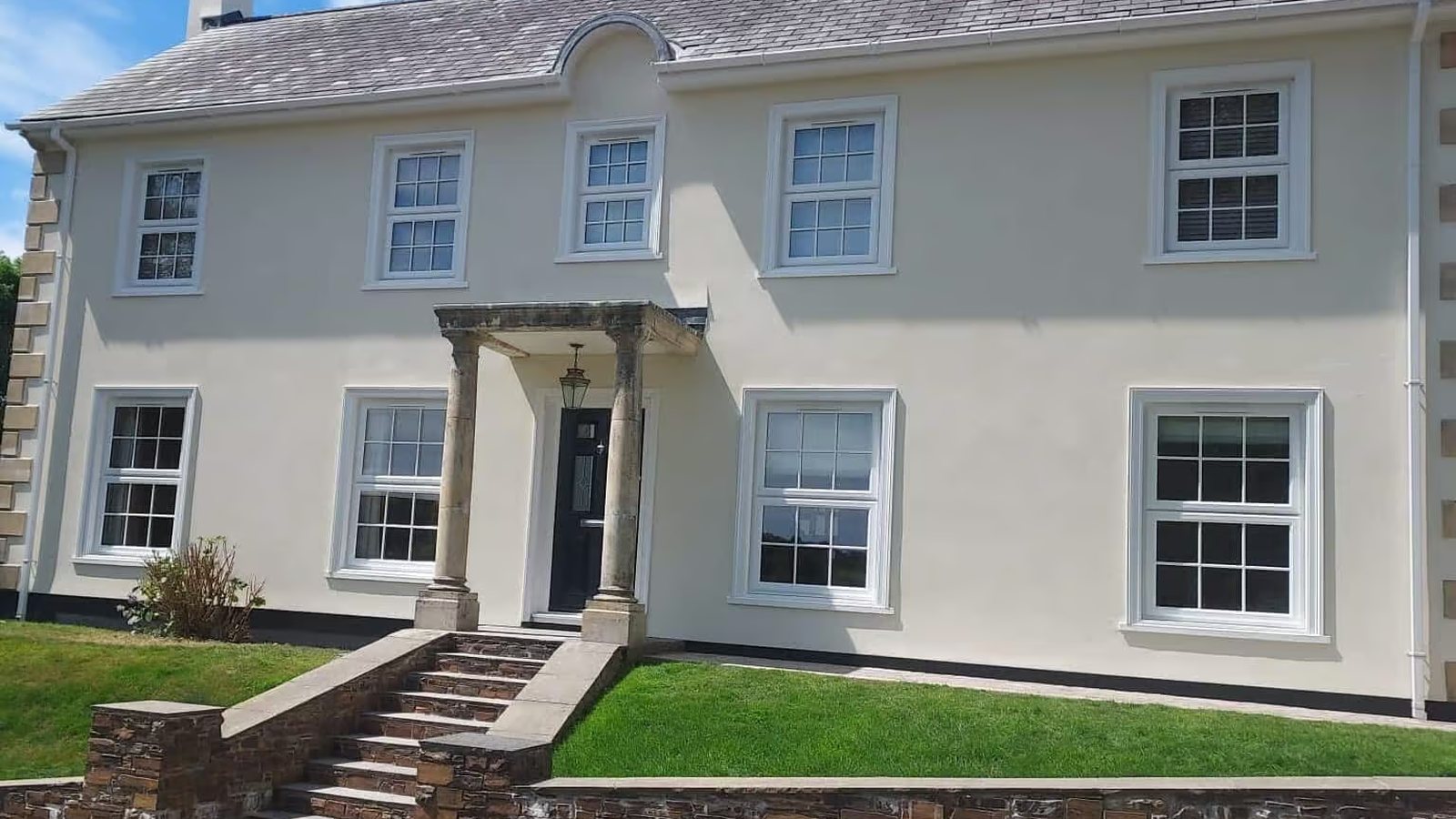 Freshly painted exterior of a UK house