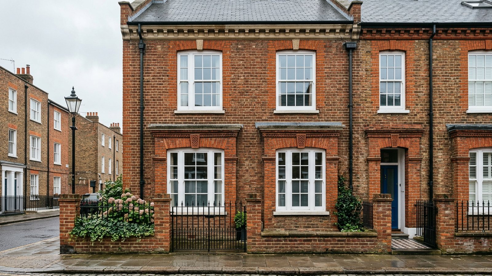 Traditional timber sash windows on a UK period property