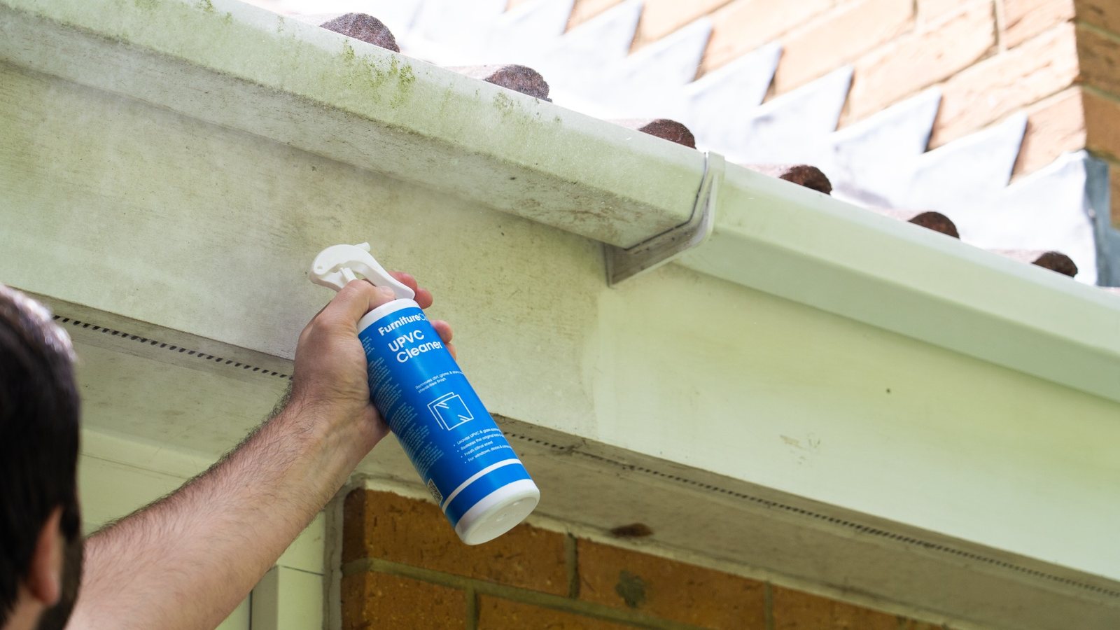 UPVC windows and doors being cleaned on a UK house