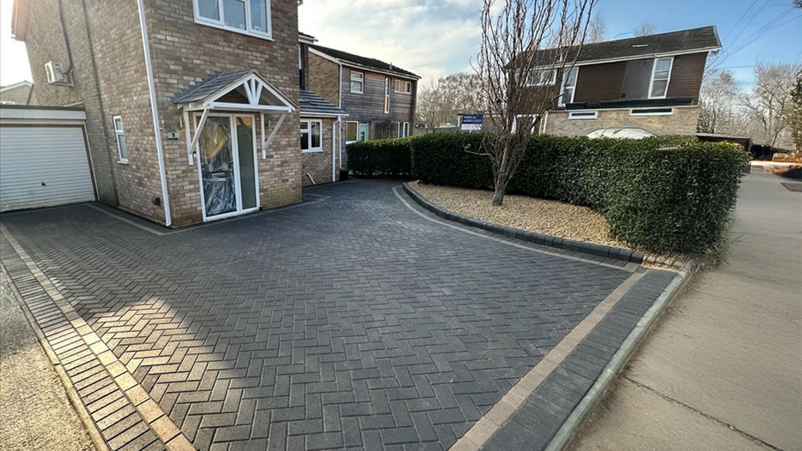 Block paved driveway at a UK home