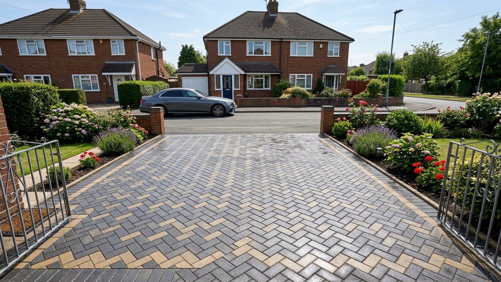 Cleaned and sealed block paving driveway at a UK home