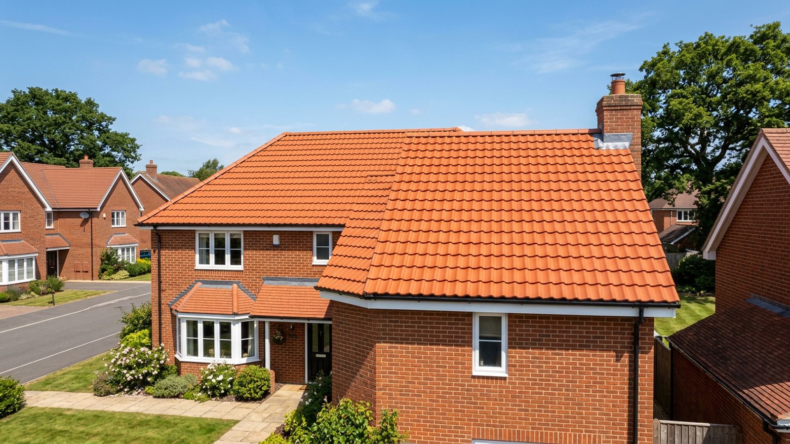 UK house roof after professional moss removal and cleaning